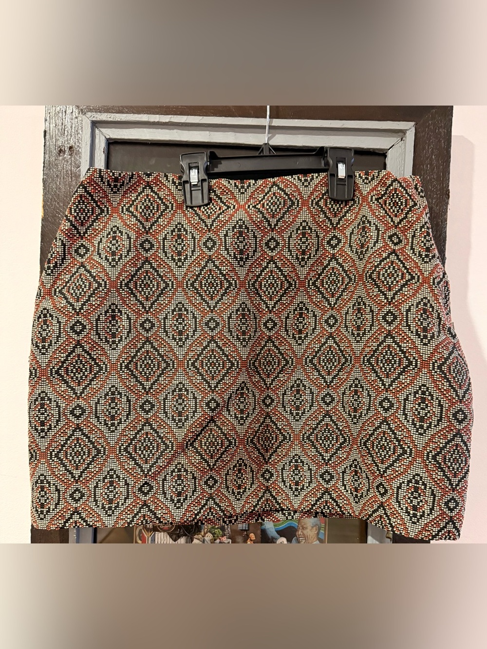 H&M Geo Mini Skirt in Black, Red, Cream